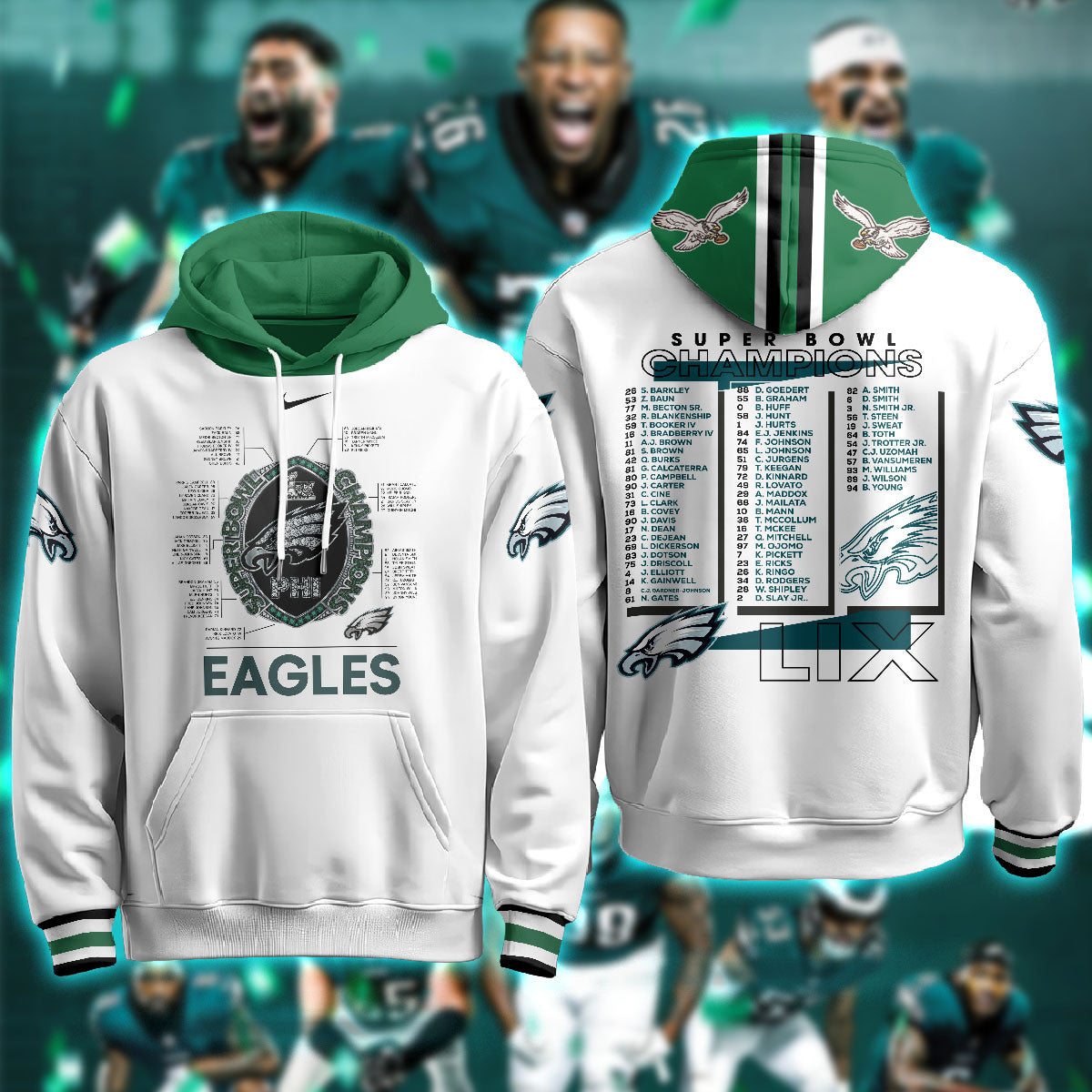 PHI Super Bowl LIX Champions Limited Hoodie N1 - Printed