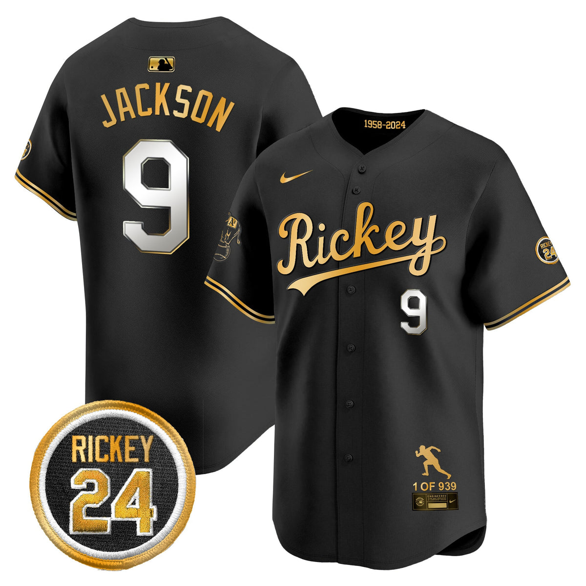 Men's Oakland Athletics Rickey Tribute style Vapor Premier Limited Jersey - All Stitched