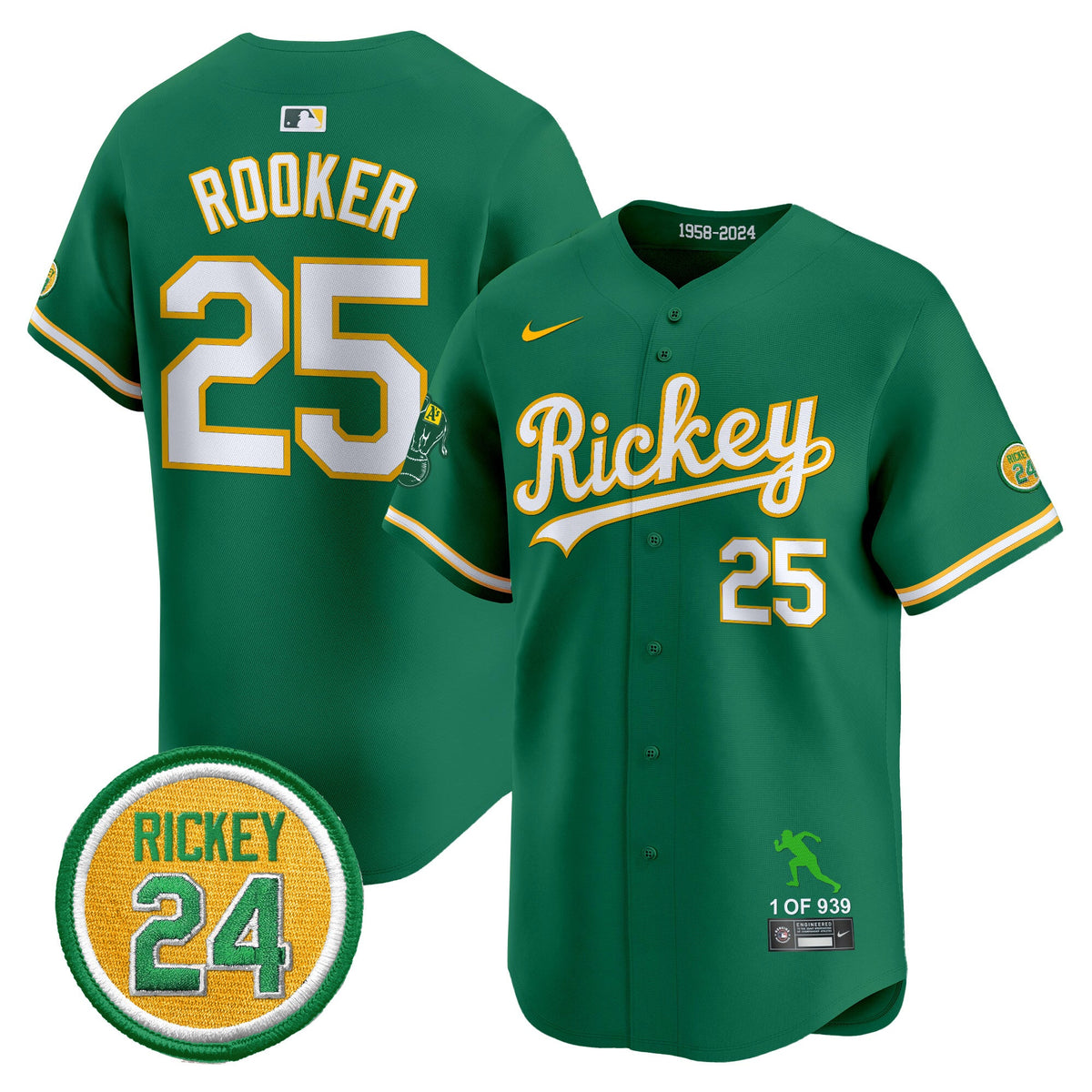 Men's Oakland Athletics Rickey Tribute style Vapor Premier Limited Jersey - All Stitched