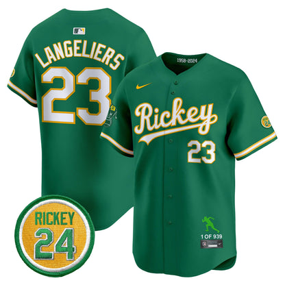 Men's Oakland Athletics Rickey Tribute style Vapor Premier Limited Jersey - All Stitched