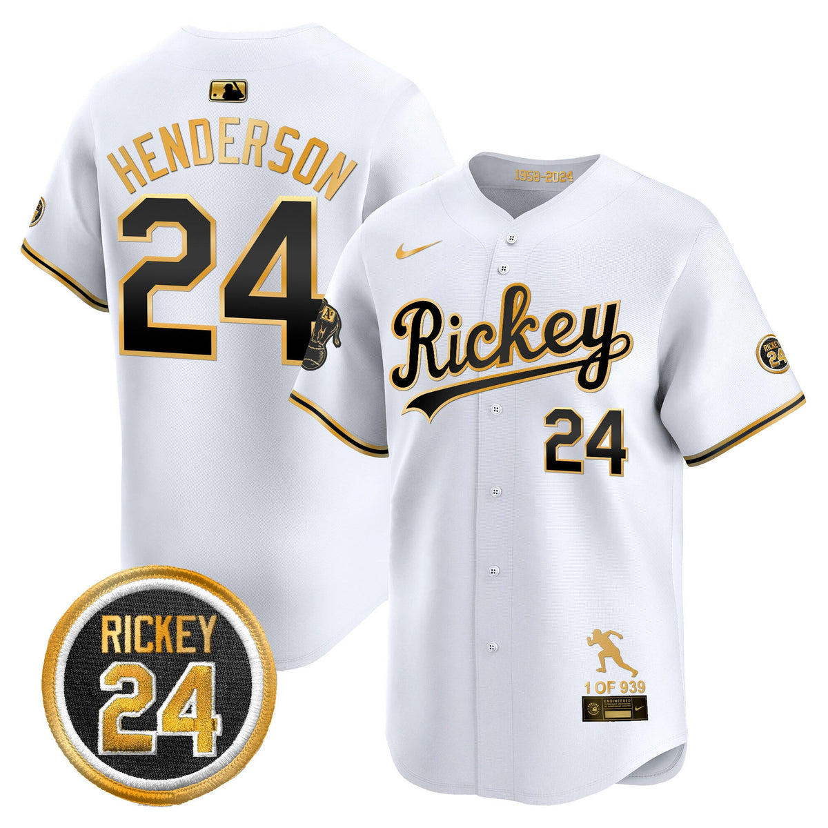 Men's Oakland Athletics Rickey Tribute style Vapor Premier Limited Jersey - All Stitched
