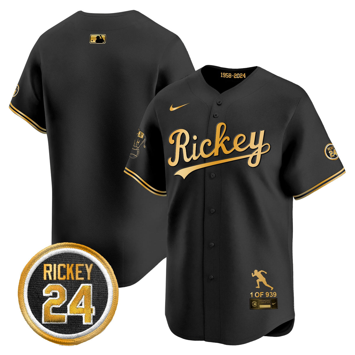Men's Oakland Athletics Rickey Tribute style Vapor Premier Limited Jersey - All Stitched