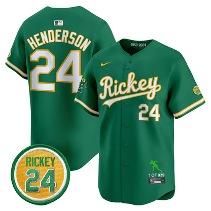 Men's Oakland Athletics Rickey Tribute style Vapor Premier Limited Jersey - All Stitched
