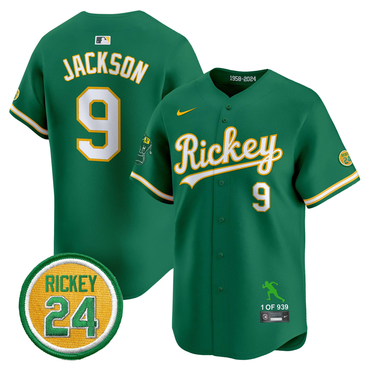 Men's Oakland Athletics Rickey Tribute style Vapor Premier Limited Jersey - All Stitched