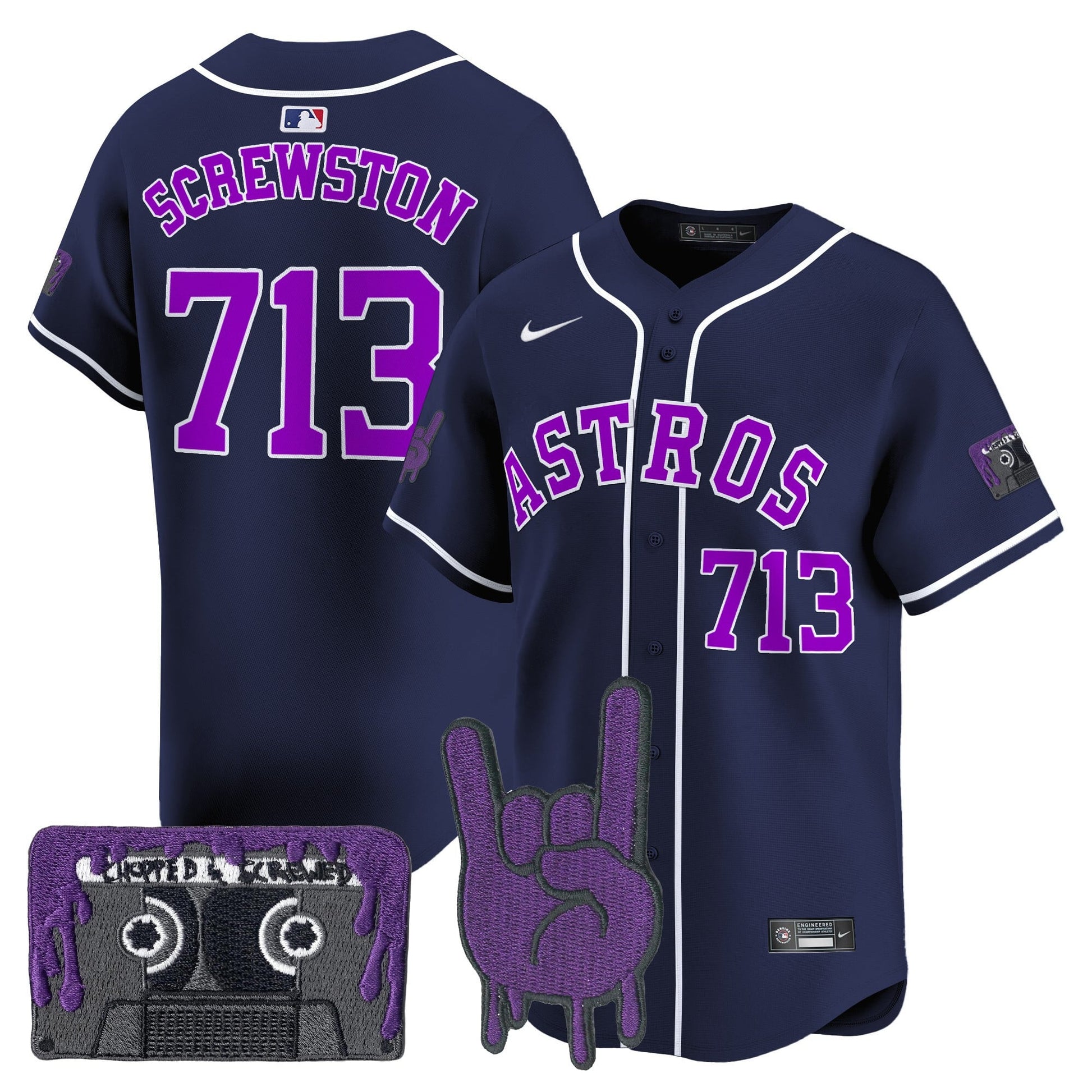 Houston Astros DJ Screw Patch Vapor Premier Limited Jersey - All Stitched