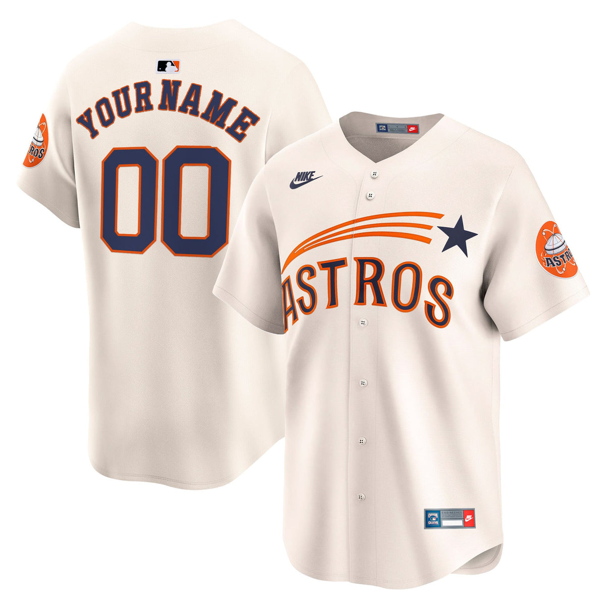 Houston Astros Throwback Vapor Premier Limited Custom Jersey - All Stitched
