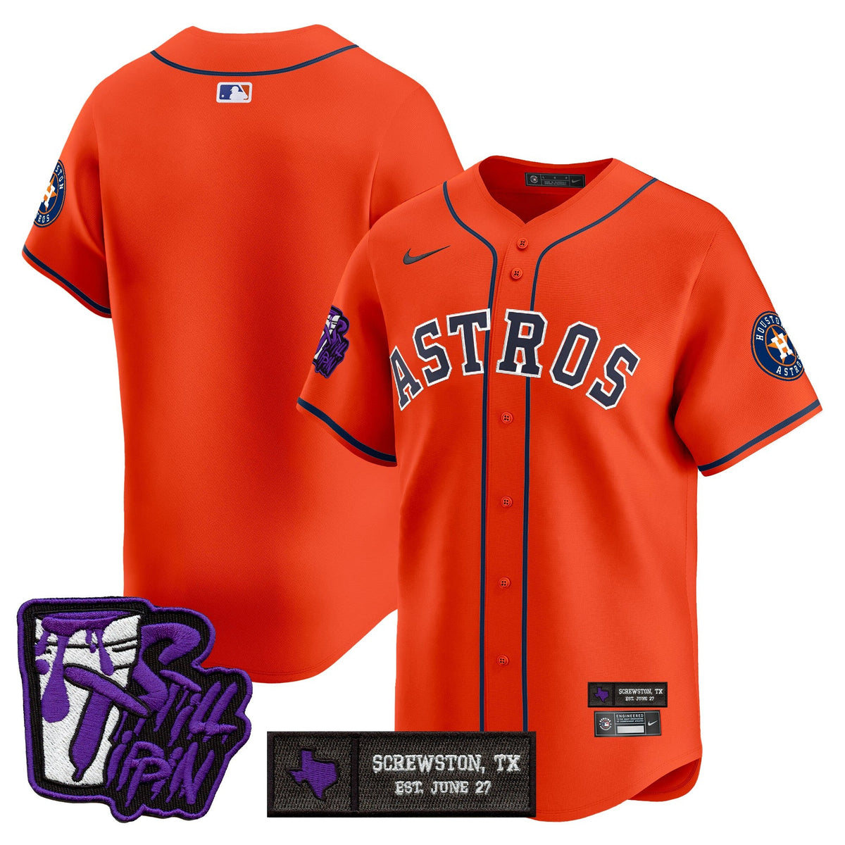 Men's Houston Astros DJ Screw Still Tippin Purple Patch Vapor Premier Limited Jersey - All Stitched