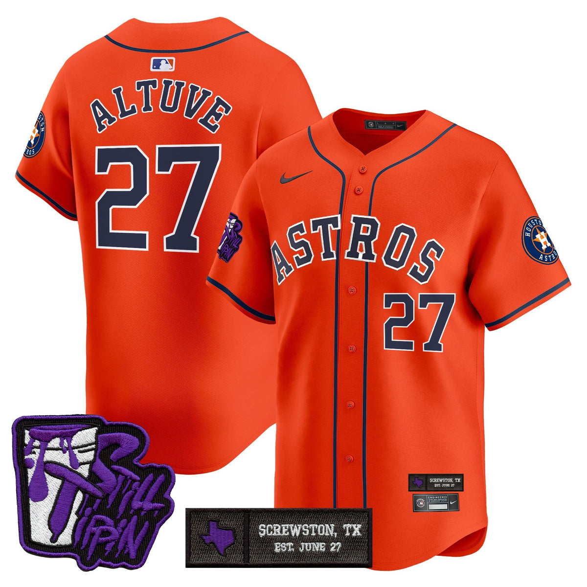 Men's Houston Astros DJ Screw Still Tippin Purple Patch Vapor Premier Limited Jersey - All Stitched