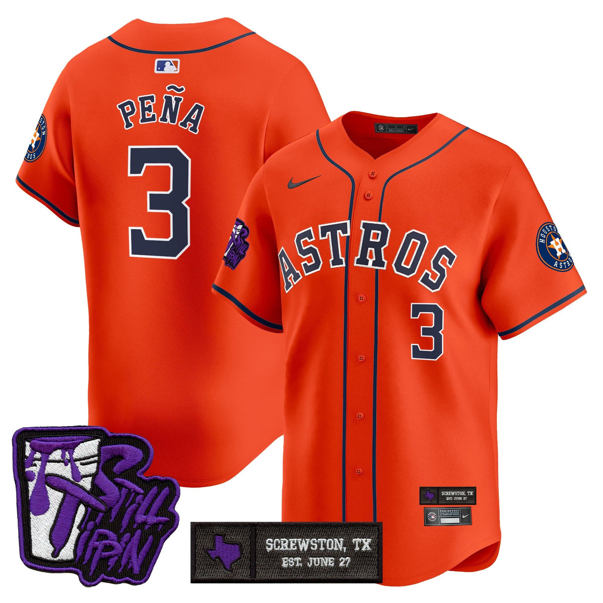 Men's Houston Astros DJ Screw Still Tippin Purple Patch Vapor Premier Limited Jersey - All Stitched