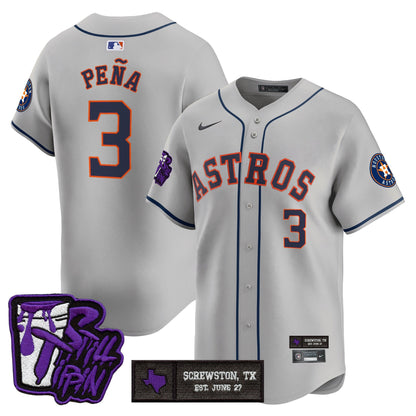 Houston Astros DJ Screw Still Tippin Purple Patch Vapor Premier Limited Jersey - All Stitched