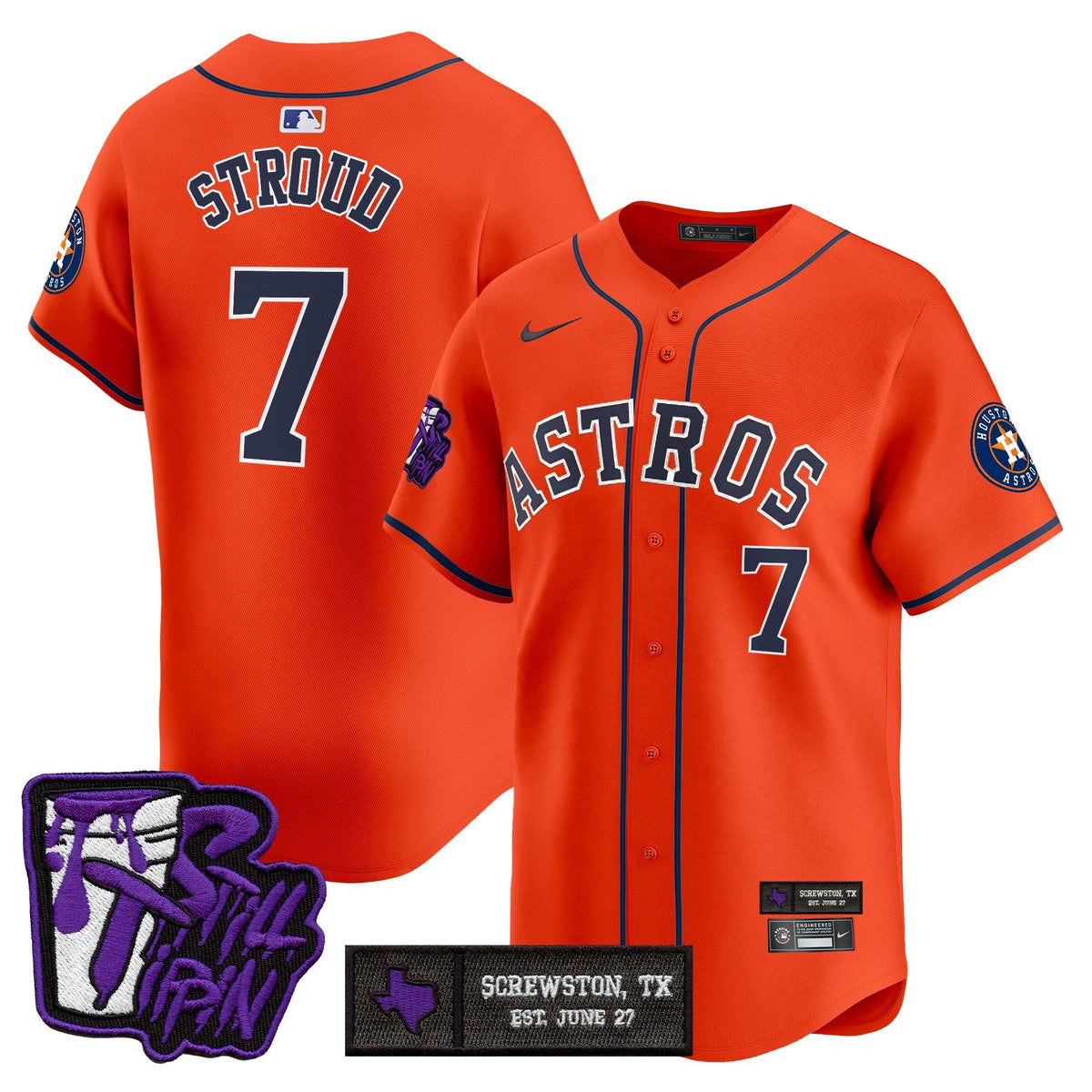 Men's Houston Astros DJ Screw Still Tippin Purple Patch Vapor Premier Limited Jersey - All Stitched