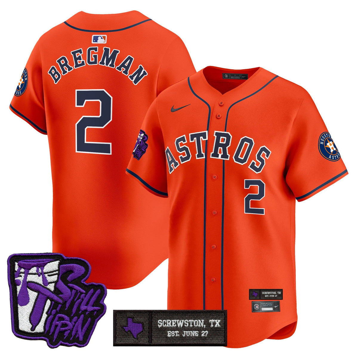 Men's Houston Astros DJ Screw Still Tippin Purple Patch Vapor Premier Limited Jersey - All Stitched