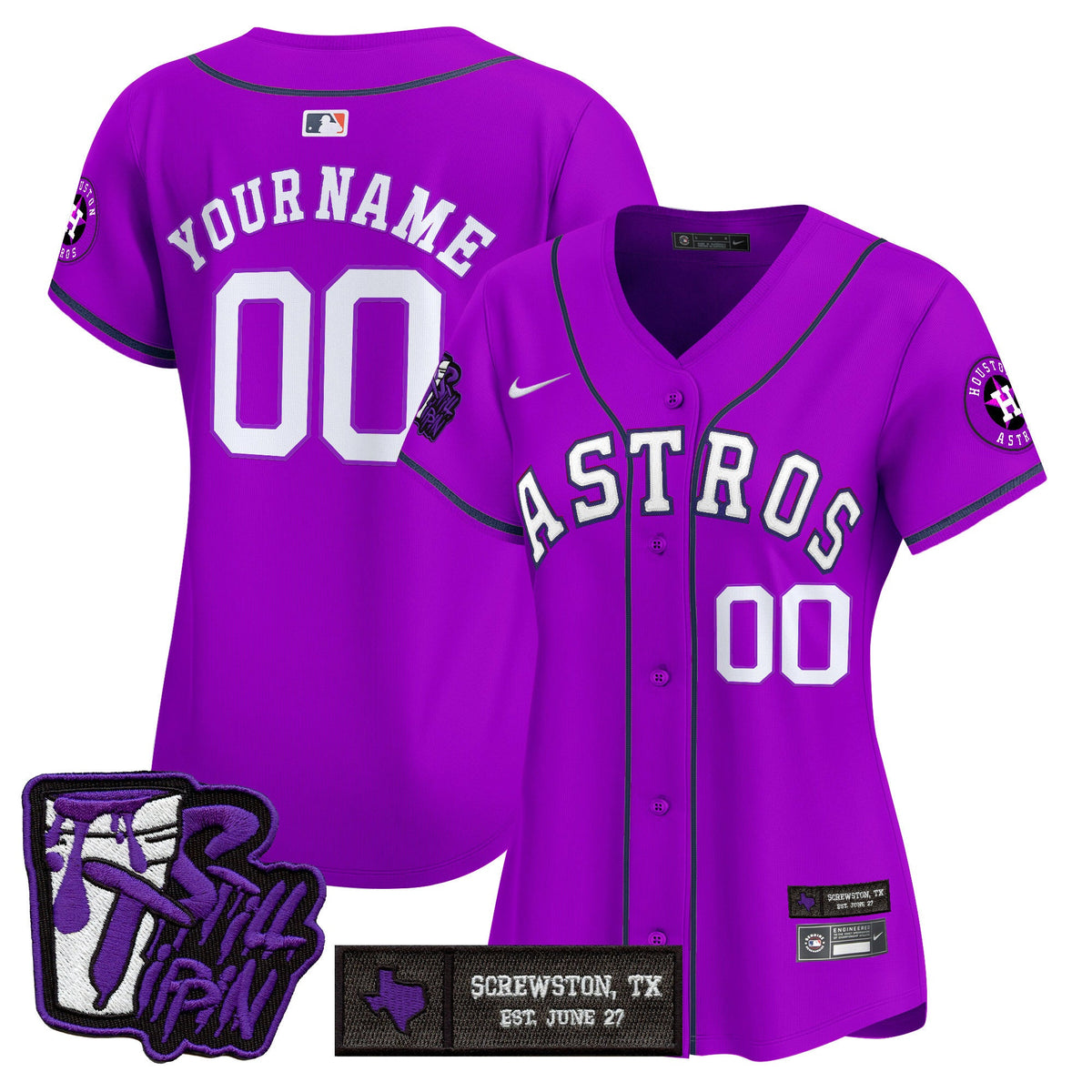 Houston Astros DJ Screw Still Tippin Purple Patch Vapor Premier Limited Custom Jersey - Stitched