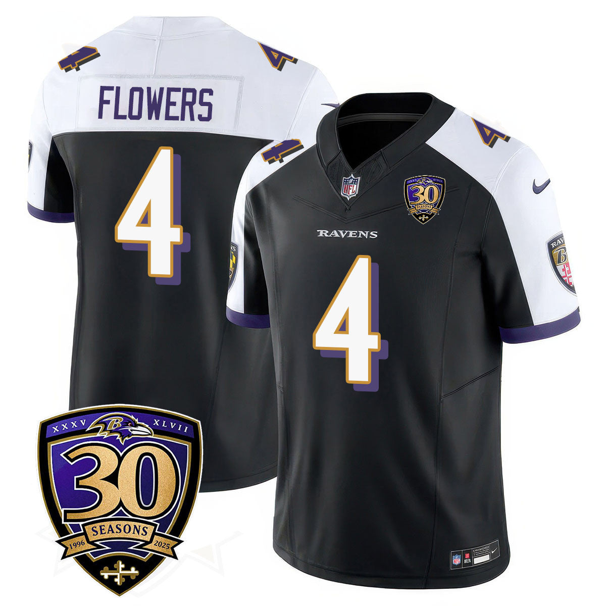 Men's Baltimore Ravens Limited 30th Season Jersey - All Stitched