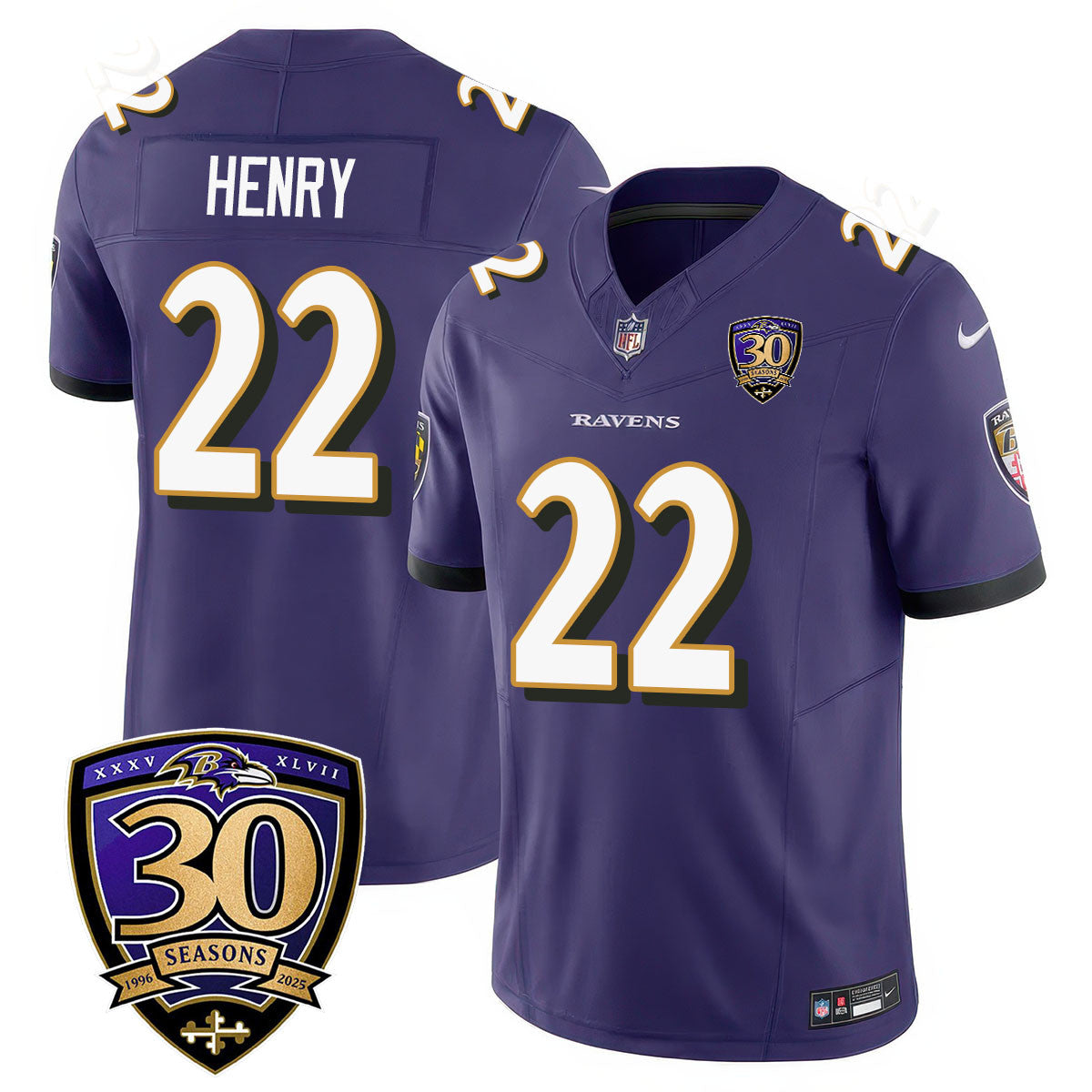 Men's Baltimore Ravens Limited 30th Season Jersey - All Stitched