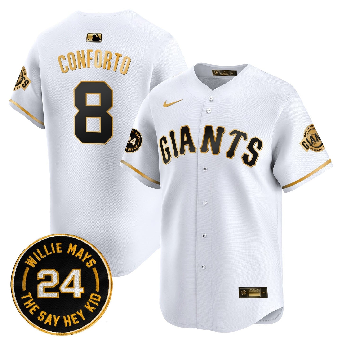 Men's San Francisco Giants 2025 Willie Mays Patch Vapor Premier Limited Jersey - All Stitched