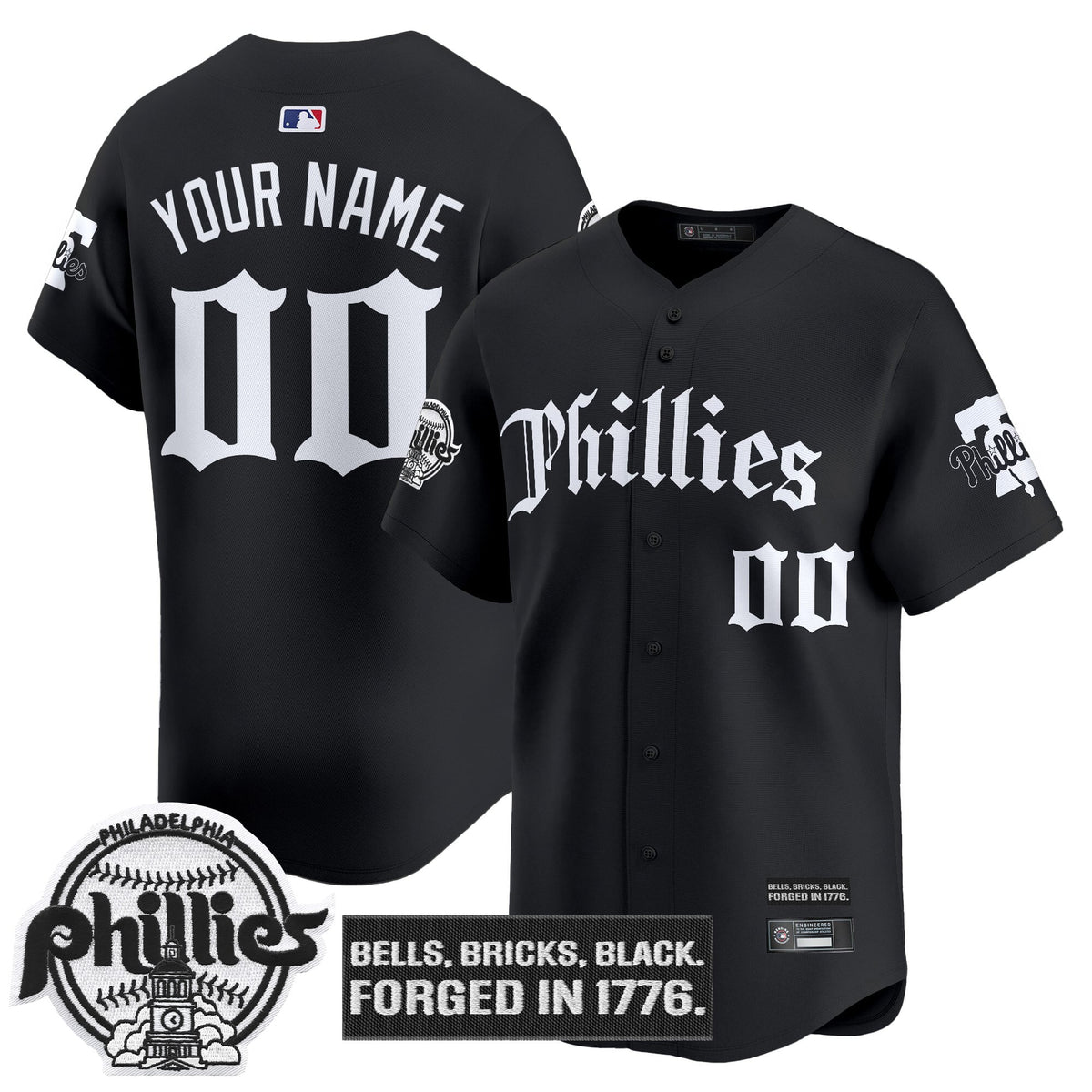Philadelphia Phillies 'Gothic Liberty Edition' Vapor Premier Limited Custom Jersey - All Stitched
