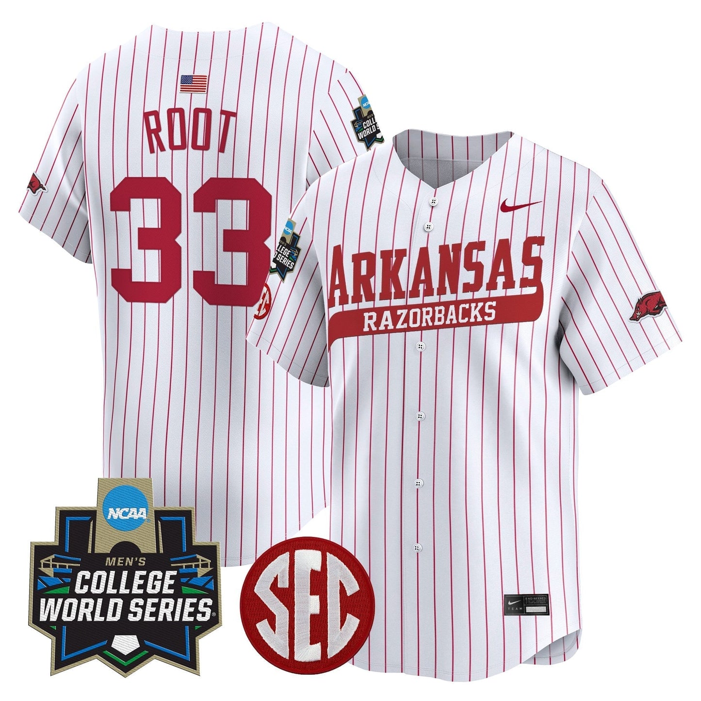 Men's Arkansas Razorbacks 2025 World Series Vapor Premier Limited Jersey - All Stitched