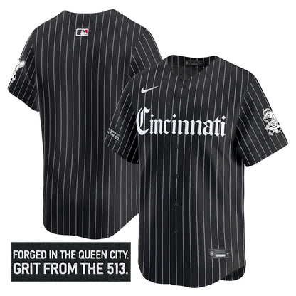 Men's Cincinnati Reds 'Gothic Queen City Edition' Vapor Premier Limited Jersey - All Stitched