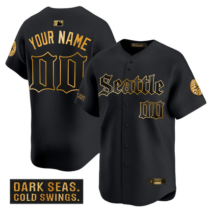 Seattle Mariners 'Deep Sea Gothic Edition' Gold Vapor Premier Limited Custom Jersey - All Stitched