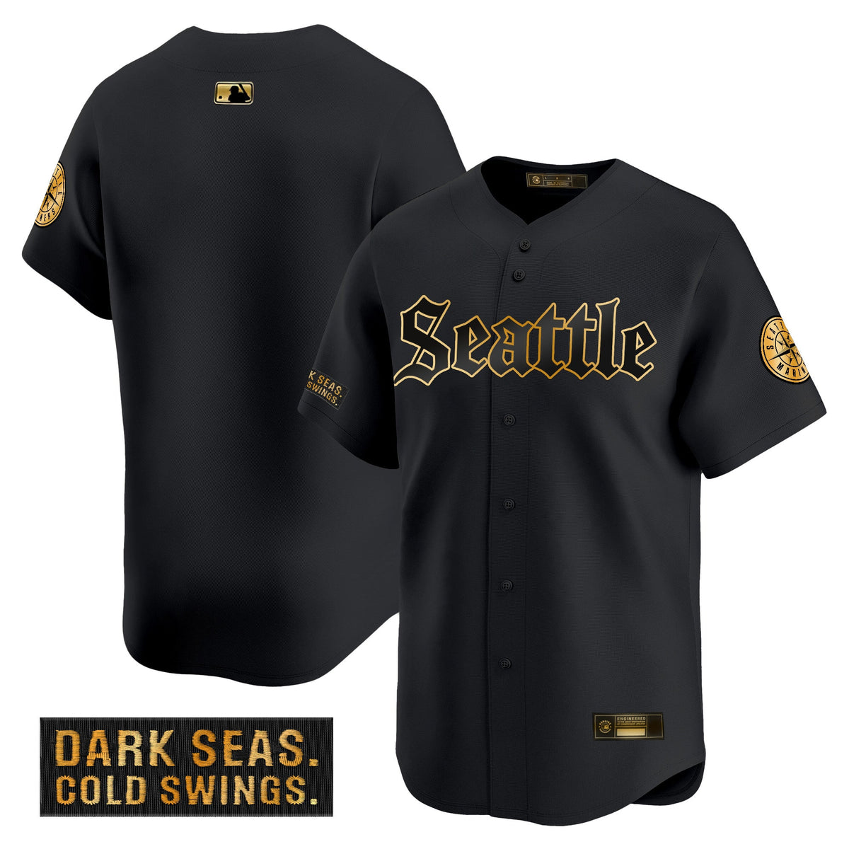 Men's Seattle Mariners 'Deep Sea Gothic Edition' Gold Vapor Premier Limited Jersey - All Stitched