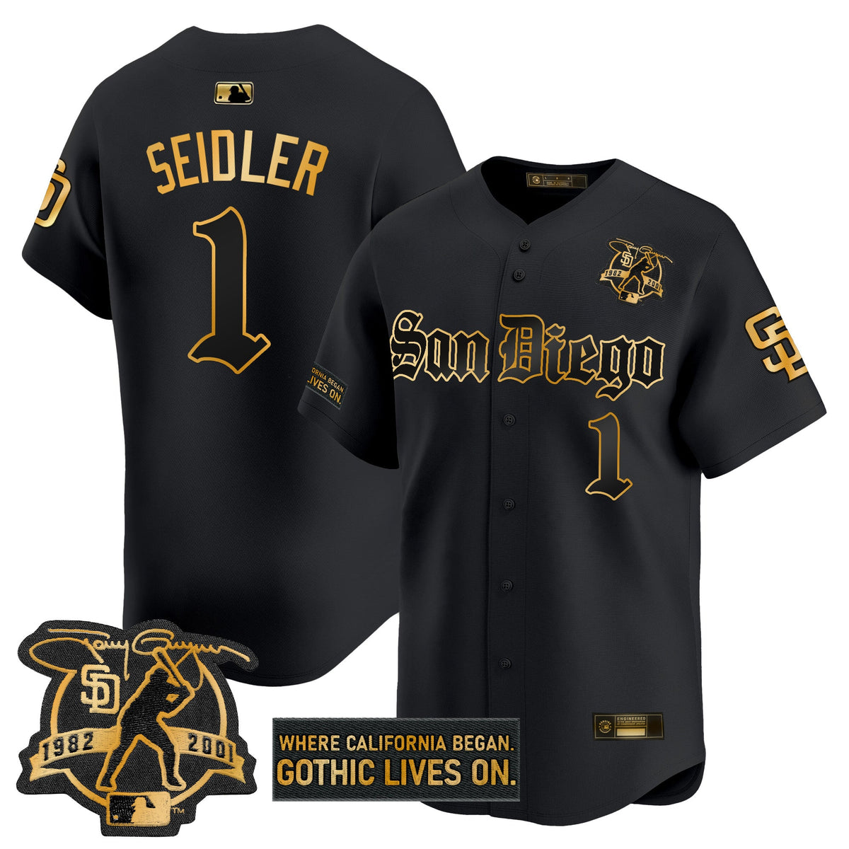 Men's San Diego Padres 'Gothic Edition' Gold Vapor Premier Limited Jersey - All Stitched