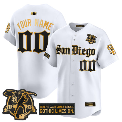 San Diego Padres 'Gothic Edition' Gold Vapor Premier Limited Custom Jersey - All Stitched