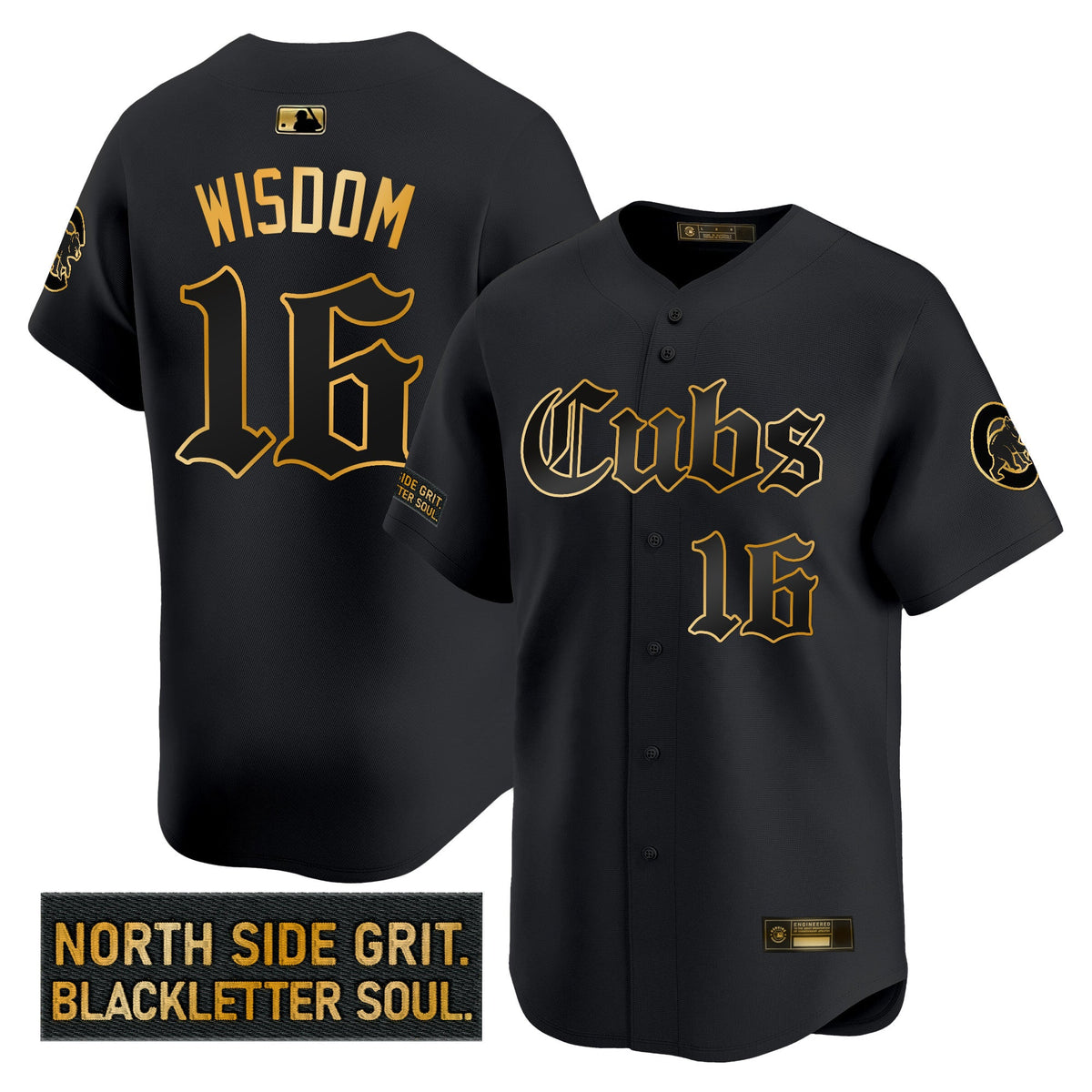 Men's Chicago Cubs 'Gothic North Side Edition' Gold Vapor Premier Limited Jersey - All Stitched