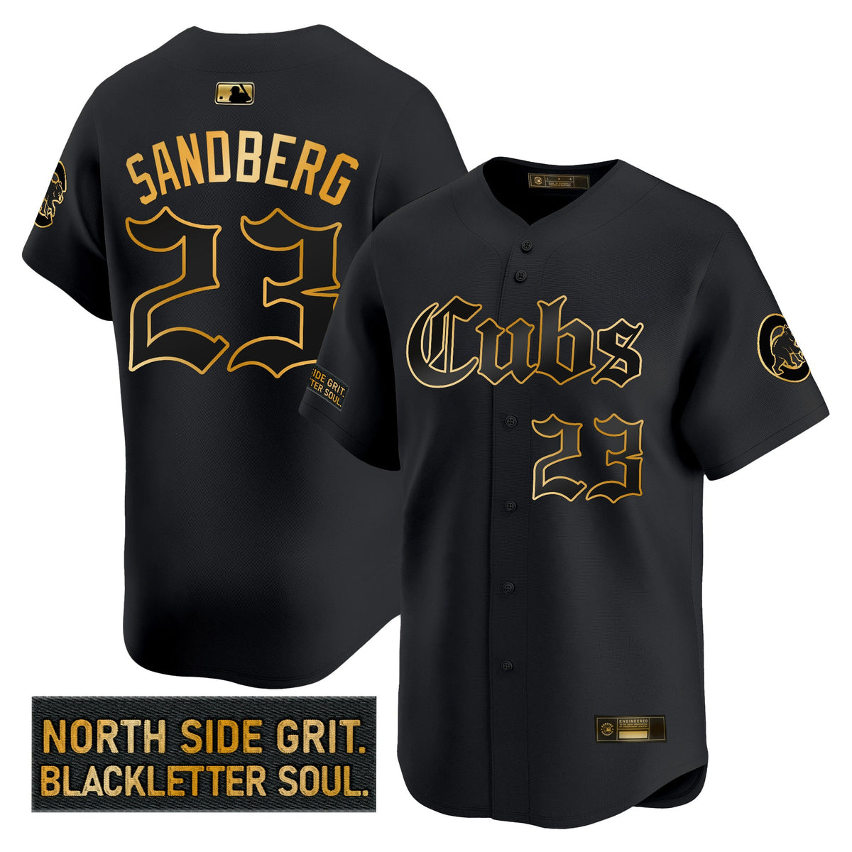 Men's Chicago Cubs 'Gothic North Side Edition' Gold Vapor Premier Limited Jersey - All Stitched