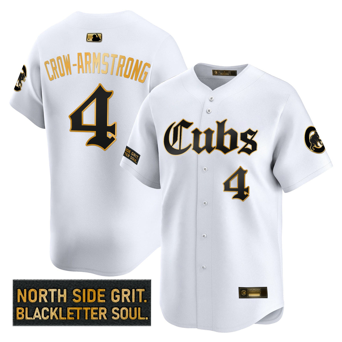 Men's Chicago Cubs 'Gothic North Side Edition' Gold Vapor Premier Limited Jersey - All Stitched