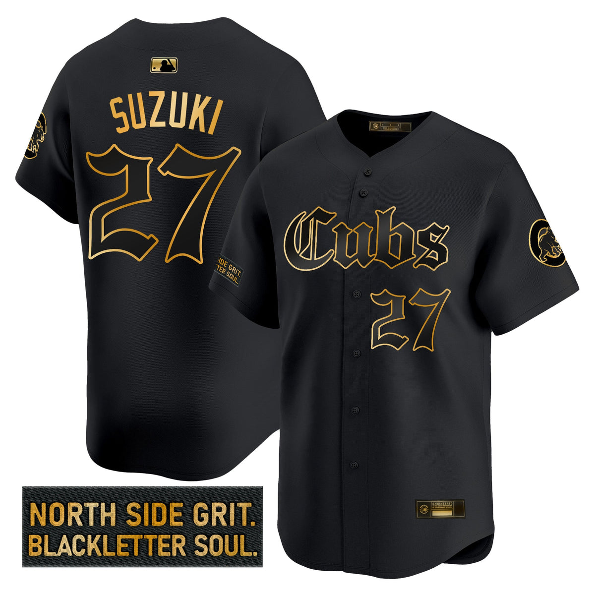Men's Chicago Cubs 'Gothic North Side Edition' Gold Vapor Premier Limited Jersey - All Stitched