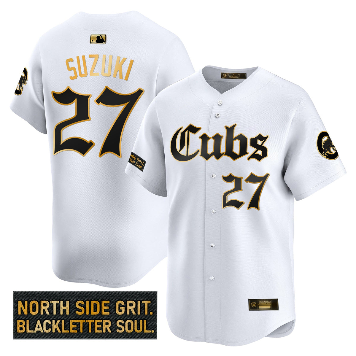 Men's Chicago Cubs 'Gothic North Side Edition' Gold Vapor Premier Limited Jersey - All Stitched