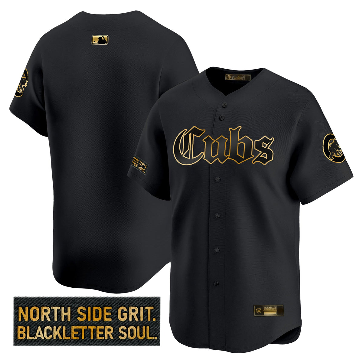 Men's Chicago Cubs 'Gothic North Side Edition' Gold Vapor Premier Limited Jersey - All Stitched