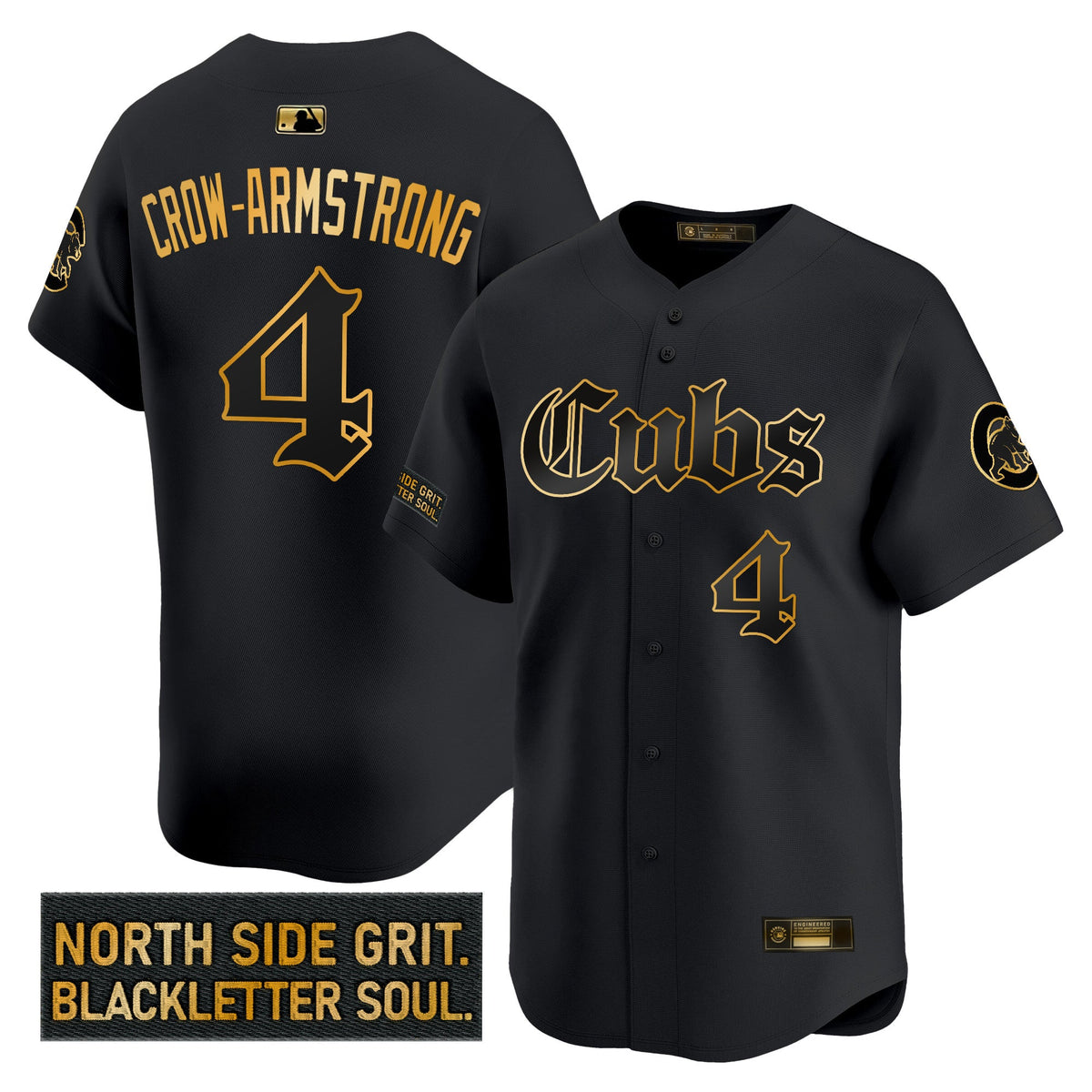 Men's Chicago Cubs 'Gothic North Side Edition' Gold Vapor Premier Limited Jersey - All Stitched