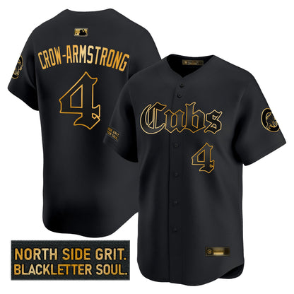 Men's Chicago Cubs 'Gothic North Side Edition' Gold Vapor Premier Limited Jersey - All Stitched