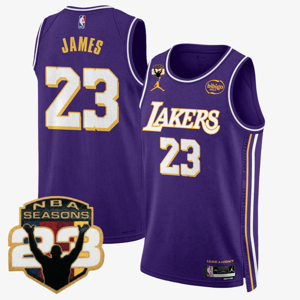 LAL LeBron Jame 23 Seasons Patch Special Jersey - Stitched