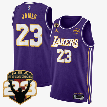 LAL LeBron Jame 23 Seasons Patch Special Jersey - Stitched