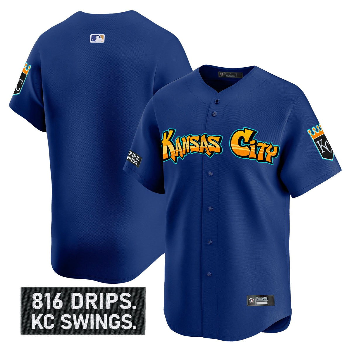 Men's Kansas City Royals 'Graffiti Crown Drop Edition' Vapor Premier Limited Jersey - All Stitched