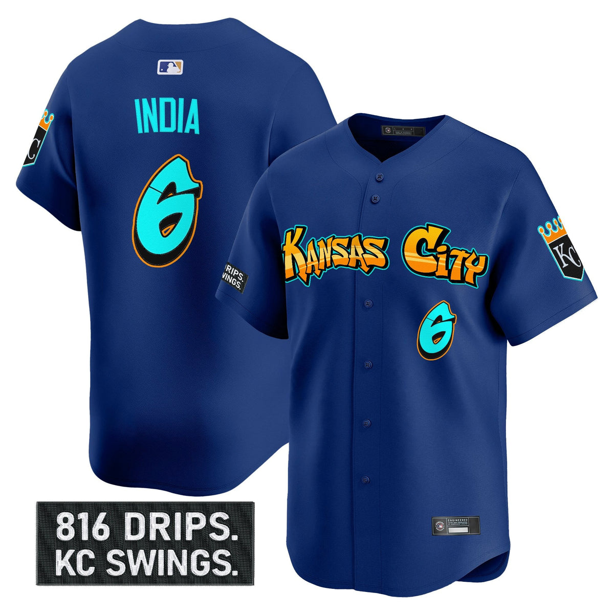 Men's Kansas City Royals 'Graffiti Crown Drop Edition' Vapor Premier Limited Jersey - All Stitched