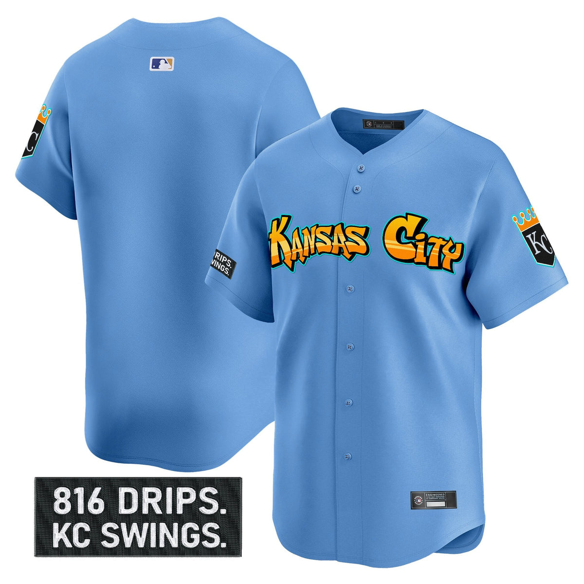 Men's Kansas City Royals 'Graffiti Crown Drop Edition' Vapor Premier Limited Jersey - All Stitched