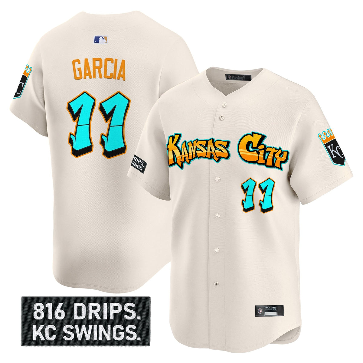 Men's Kansas City Royals 'Graffiti Crown Drop Edition' Vapor Premier Limited Jersey - All Stitched