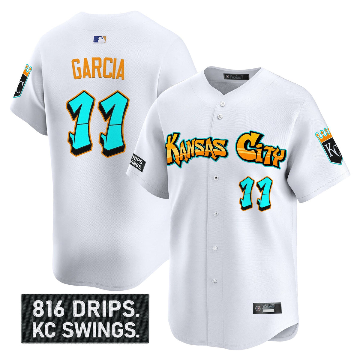 Men's Kansas City Royals 'Graffiti Crown Drop Edition' Vapor Premier Limited Jersey - All Stitched