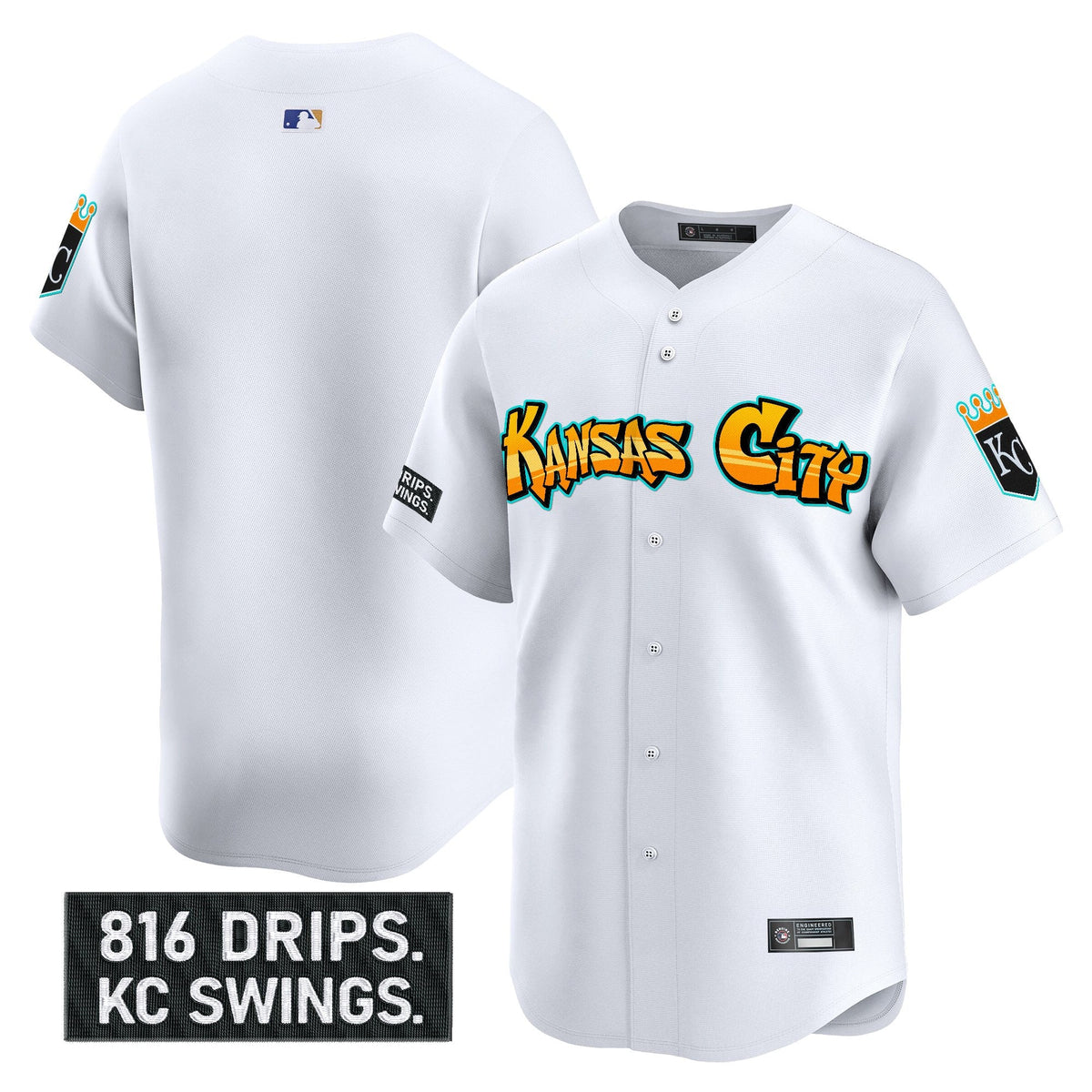 Men's Kansas City Royals 'Graffiti Crown Drop Edition' Vapor Premier Limited Jersey - All Stitched