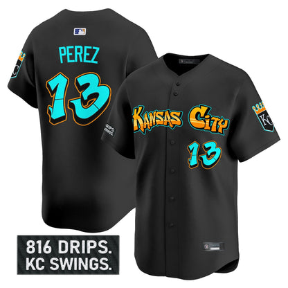 Men's Kansas City Royals 'Graffiti Crown Drop Edition' Vapor Premier Limited Jersey - All Stitched