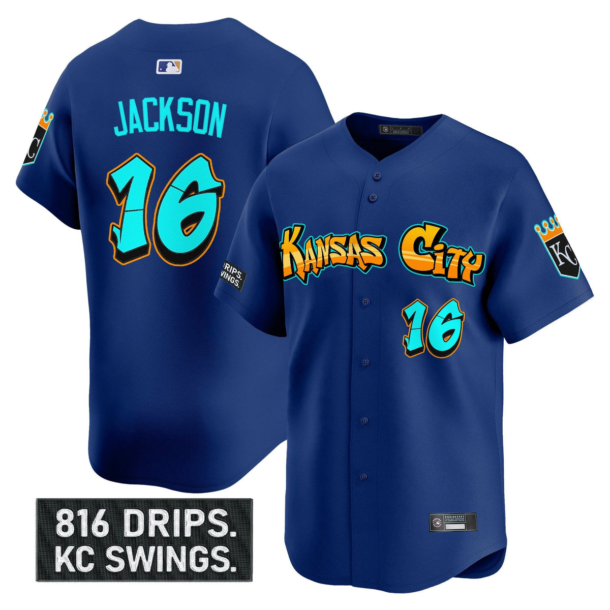 Men's Kansas City Royals 'Graffiti Crown Drop Edition' Vapor Premier Limited Jersey - All Stitched