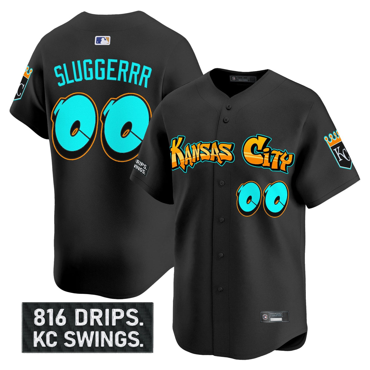 Men's Kansas City Royals 'Graffiti Crown Drop Edition' Vapor Premier Limited Jersey - All Stitched