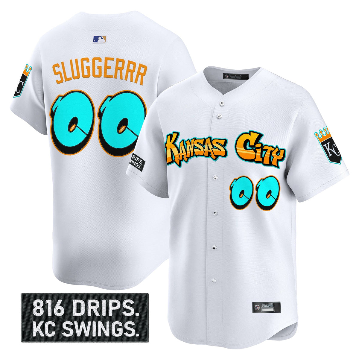 Men's Kansas City Royals 'Graffiti Crown Drop Edition' Vapor Premier Limited Jersey - All Stitched