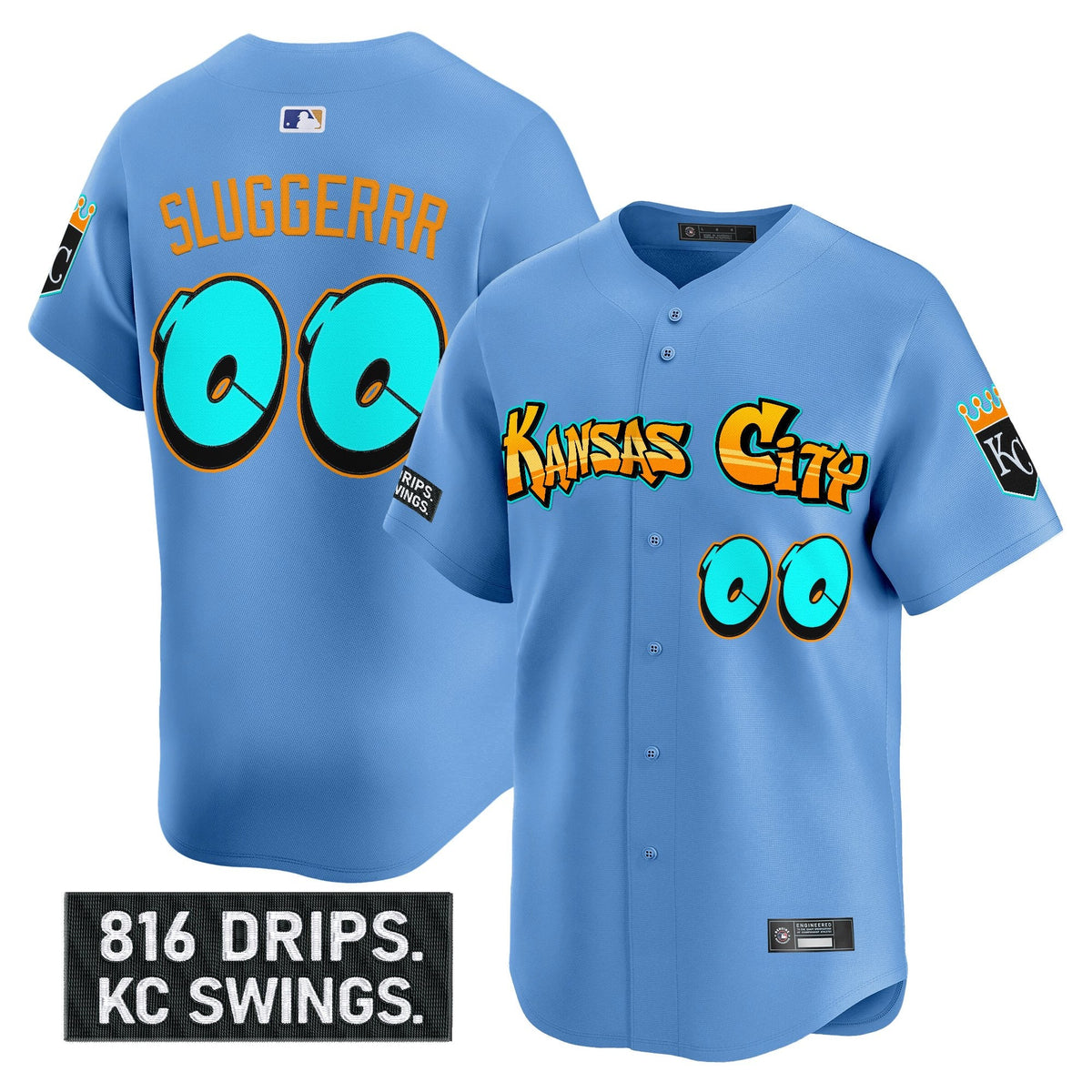 Men's Kansas City Royals 'Graffiti Crown Drop Edition' Vapor Premier Limited Jersey - All Stitched