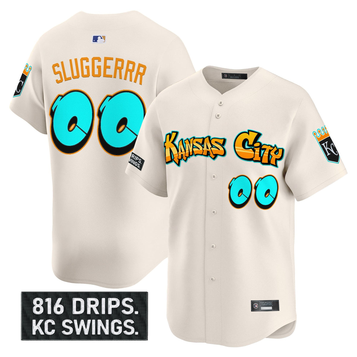 Men's Kansas City Royals 'Graffiti Crown Drop Edition' Vapor Premier Limited Jersey - All Stitched
