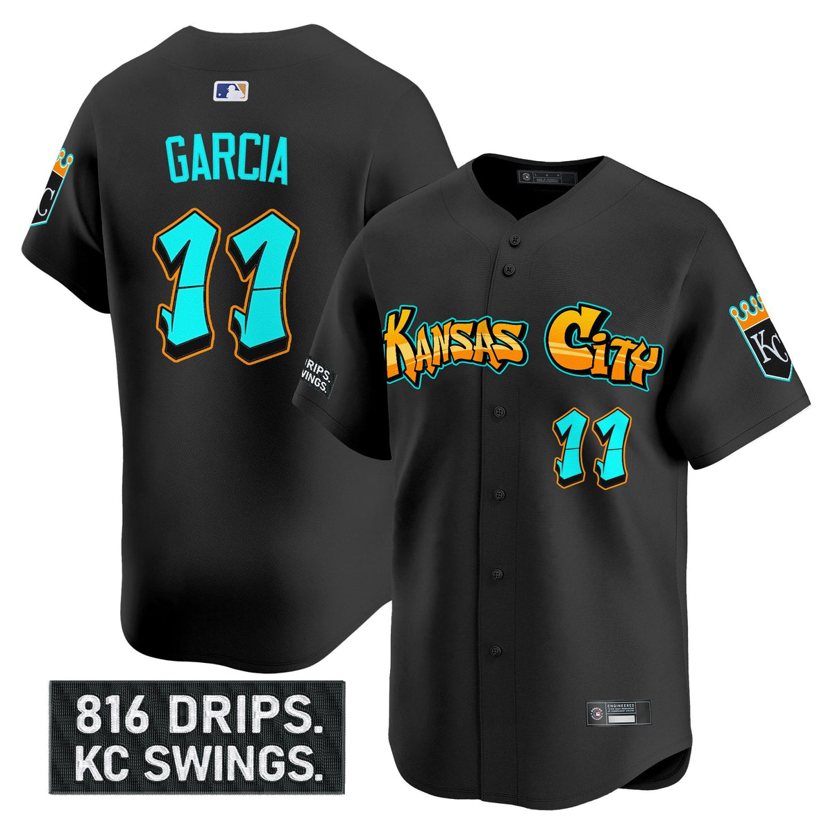 Men's Kansas City Royals 'Graffiti Crown Drop Edition' Vapor Premier Limited Jersey - All Stitched